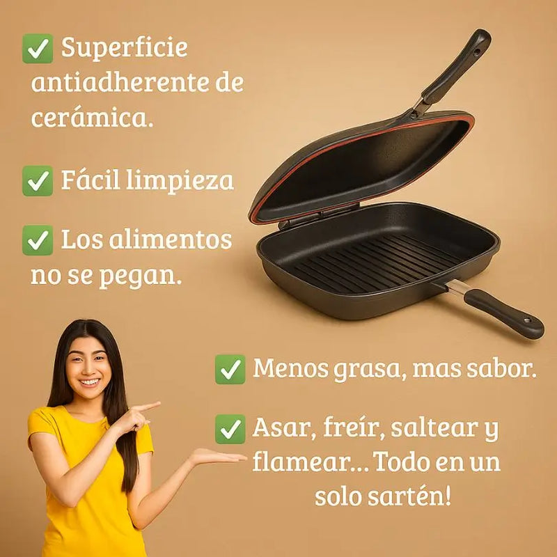 SARTEN DOBLE PARRILLA 💥 MULTIFUNCIONAL 💥 40% DE DESCUENTO